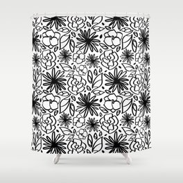 Black and White Floral Shower Curtain