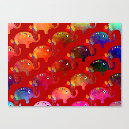 Colorful Elephants Canvas Print