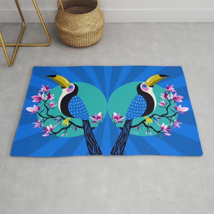 Tropical Toucan – Turquoise & Blue Rug