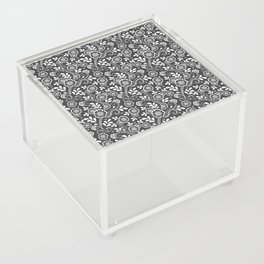 Dark Grey And White Eastern Floral Pattern Acrylic Box