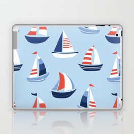 Sailboats in the distance - Blue and Orange Laptop Skin