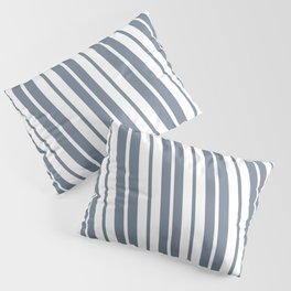 [ Thumbnail: Slate Gray & White Colored Lines/Stripes Pattern Pillow Sham ]
