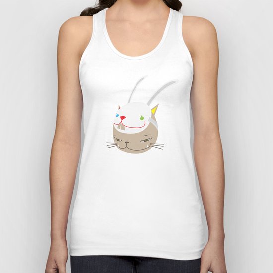 CAT WITH RABBITZ MASK Unisex Tank Top