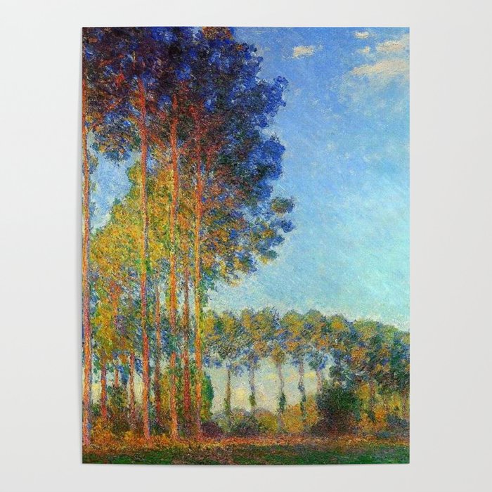 Poplars on the banks of the River Epta, Greece landscape painting by Claude Monet Poster