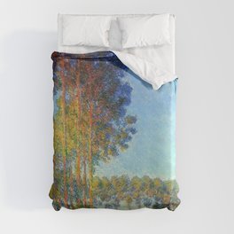 Poplars on the banks of the River Epta, Greece landscape painting by Claude Monet Duvet Cover