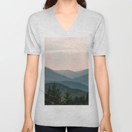 Smoky Mountain Pastel Sunset Unisex V-Ausschnitt