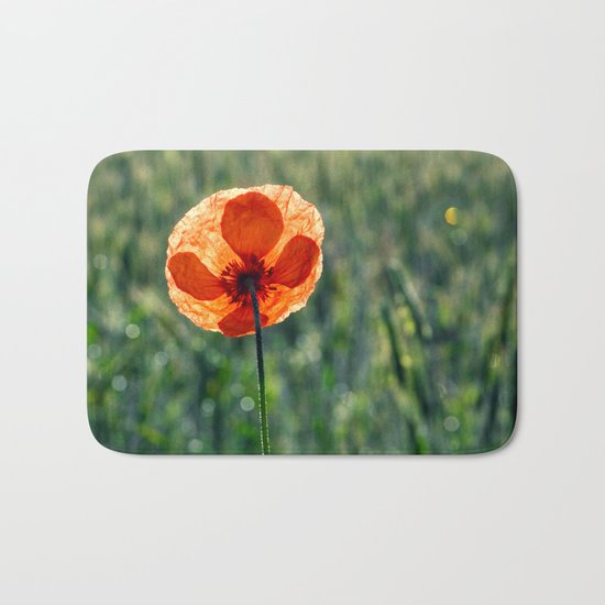 Poppy in a green meadow-Poppies and Flowers on #Society6 Bath Mat