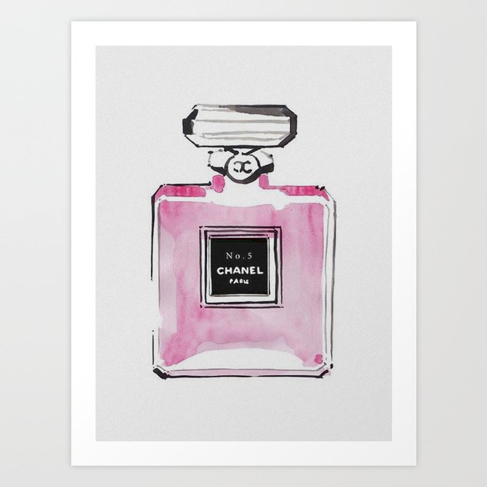 Vintage pink perfume drawing Art Print by Brea Sommers