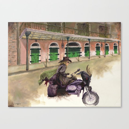 French Quarter Motorcycle Guitarist Canvas Print