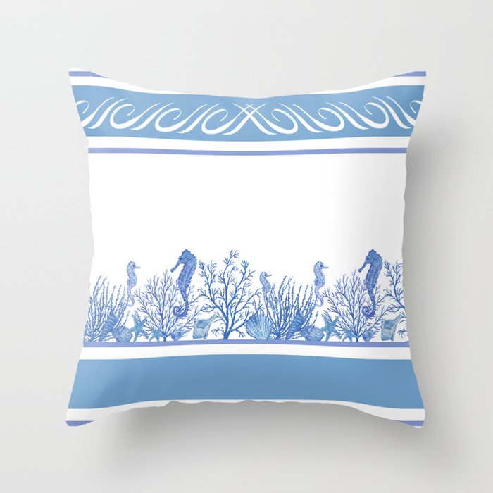 Sea Blue Design Throw Pillow