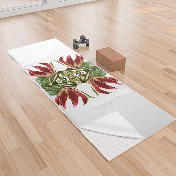 Orchid. Botanical illustration. Yoga Towel