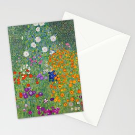 Gustav Klimt Flower Garden Floral Art Nouveau Stationery Card