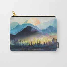 Mountain Lake Under Sunrise Carry-All Pouch | Sunrise, Rock, Summer, Range, Reflection, Adventure, Morning, Panorama, Woods, Curated 