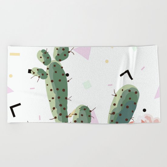 Memphis cactus Beach Towel