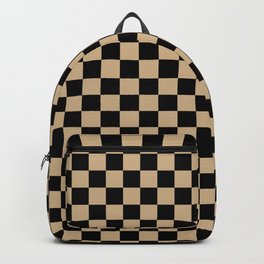 Black and Tan Brown Checkerboard Backpack | Checkered, Tancheckered, Brown, Tanbrown, Graphicdesign, Tanbrowncheckered, Black, Squares, Checkerboard, Browncheckered 