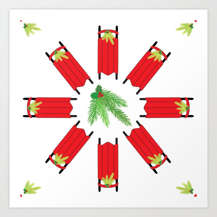 Sledding Art Print | Graphic-design, Winter, Sledding, Christmas, Digital