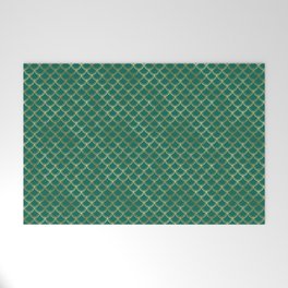Gold Green Scales Pattern Welcome Mat