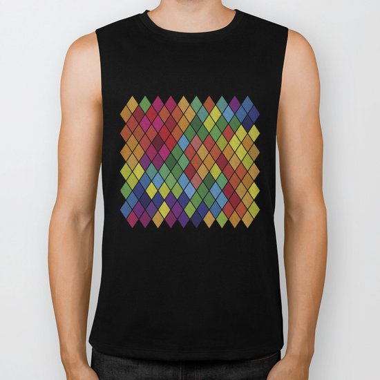 Watercolor Geometric Pattern II Biker Tank