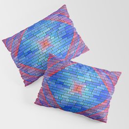 Red Blue Blocks Pillow Sham