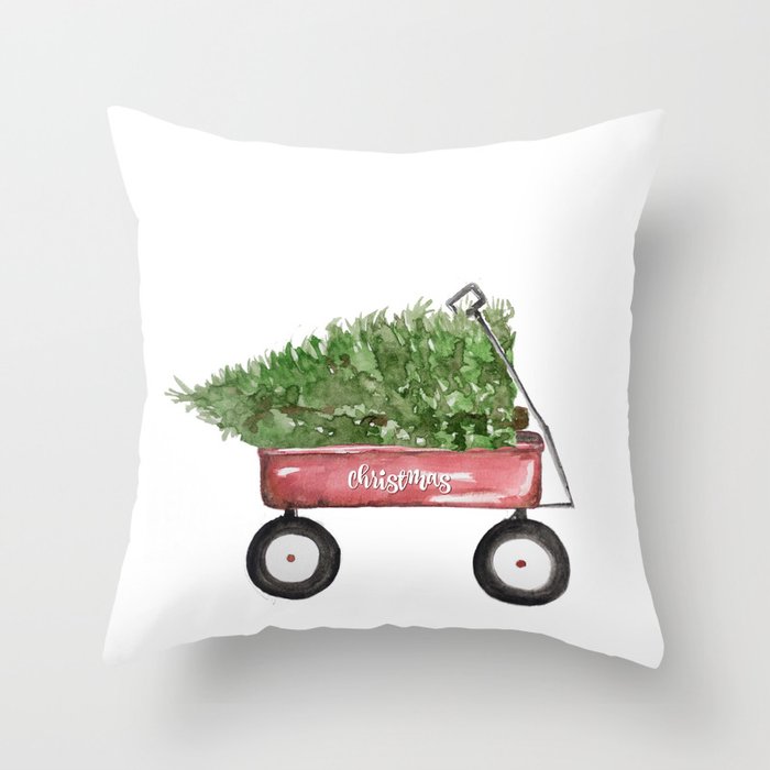 Christmas Wagon Throw Pillow