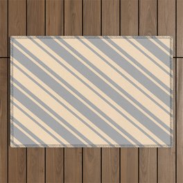 [ Thumbnail: Bisque & Dark Gray Colored Lines/Stripes Pattern Outdoor Rug ]