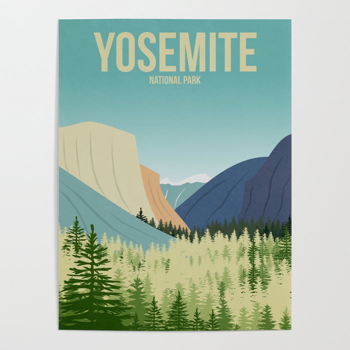 Yosemite National Park - Travel Poster -  Minimalist Art Print Poster