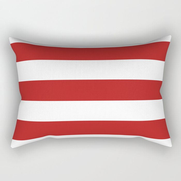 Cornell red - solid color - white stripes pattern Rectangular Pillow