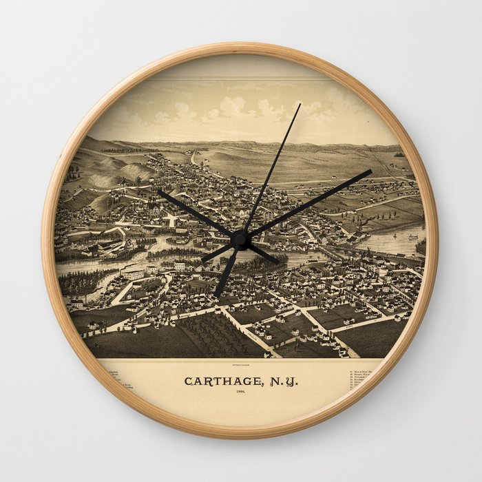 Aerial View of Carthage, New York (1888) Wall Clock
