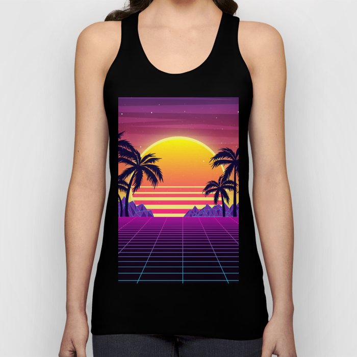 Glorious Scarlet Sunset Synthwave Tank Top