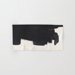 Mid Century Modern Minimalist Abstract Art Brush Strokes Black & White Ink Art Colorfield Hand & Bath Towel