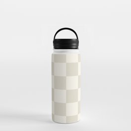 Checkerboard Check Checkered Pattern in Mushroom Beige and Cream Water Bottle