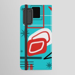 Turquoise Red Black Mid Mod Print Android Wallet Case
