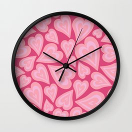 Retro Swirl Love - Shades of pink Wall Clock