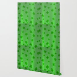 Green Silk Metallic Clover Modern Collection Wallpaper