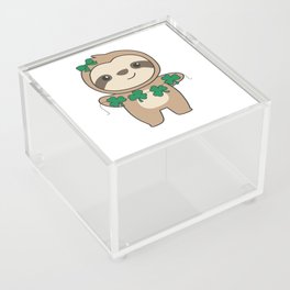 Sloth With Shamrocks Cute Animals For Luck Acrylic Box