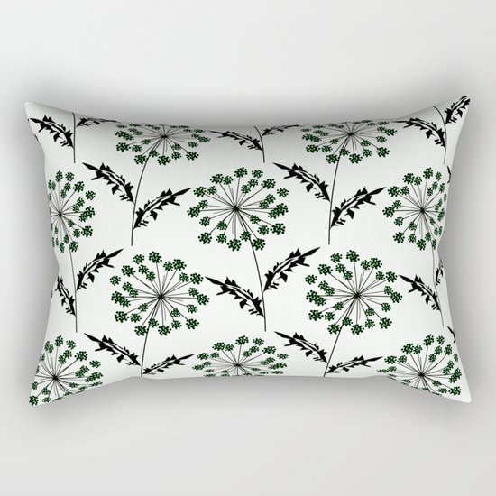 Delicate flowers on a black background. Rectangular Pillow