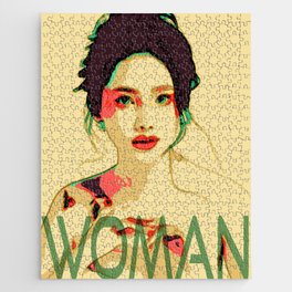Woman Vintage Pop Art Design Jigsaw Puzzle