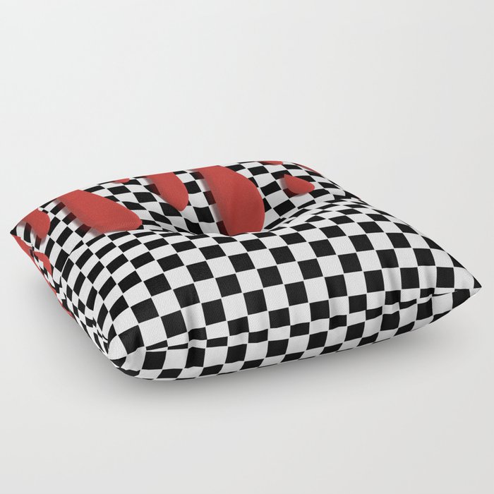 Red Drip on Squares Floor Pillow