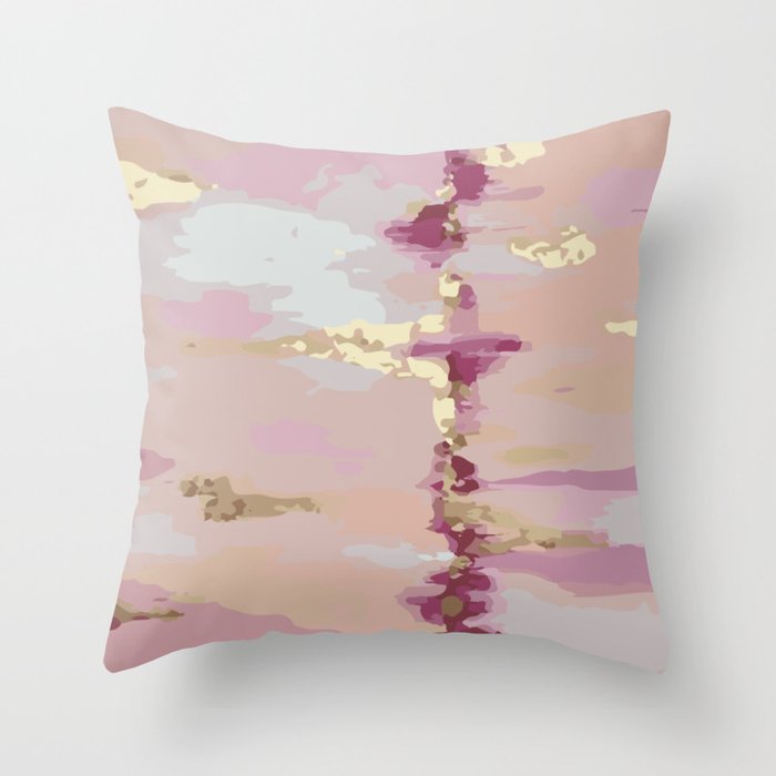 Pink and Gold Abstract Art Throw Pillow