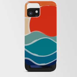 Retro 70s and 80s Color Palette Mid-Century Minimalist Nature Waves and Sun Abstract Art iPhone Card Case
