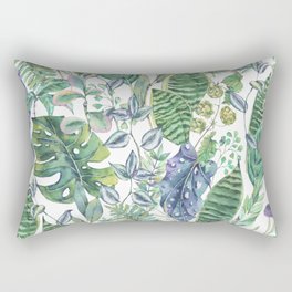 Watercolor green exotic leaves. Rectangular Pillow