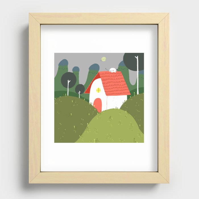 Sleeping on the Rooftop Pipa Recessed Framed Print