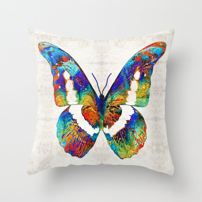 Colorful Butterfly Art by Sharon Cummings Throw Pillow