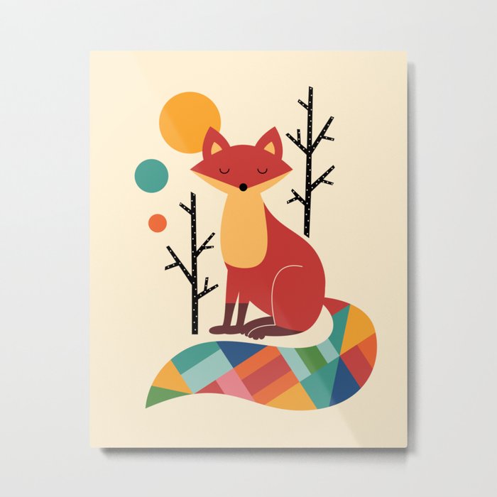 Rainbow Fox Metal Print