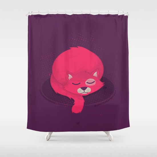 Momoiro, the Pink Cat Shower Curtain
