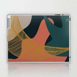 Abstract Golden Leaf 3 with Dark Background Laptop Skin