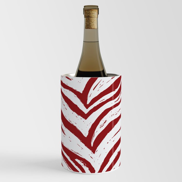 Tiger Stripes -Red & White - Animal Print - Zebra Print Wine Chiller