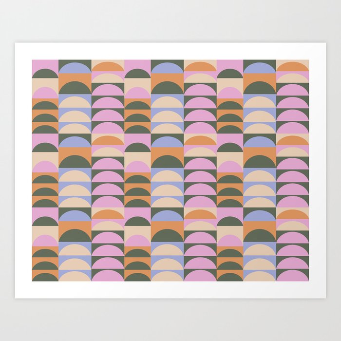 Earthy Pastel Geometric Shapes Pattern Art Print