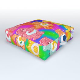 Rainbow Care Bears  Outdoor Floor Cushion | Vaporwave, Kidcore, Colorful, Carebears, 90S, Graphicdesign, Trippy, 80S, Digital, 2000S 