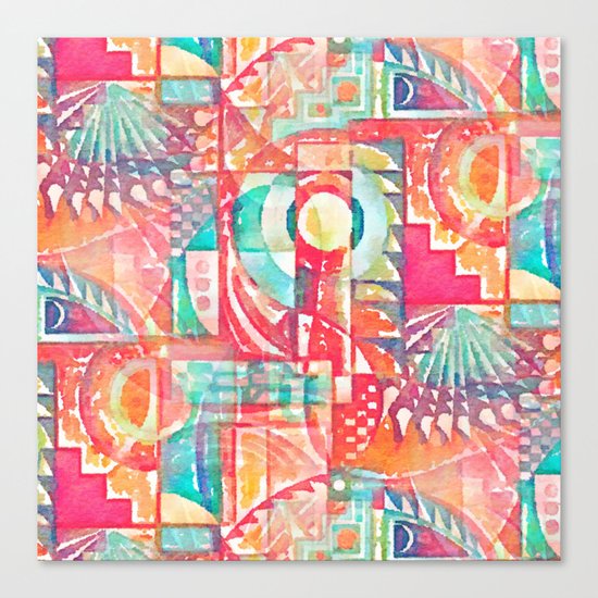 Sunshine Geometry in Watercolor Canvas Print